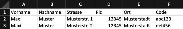 Excel import